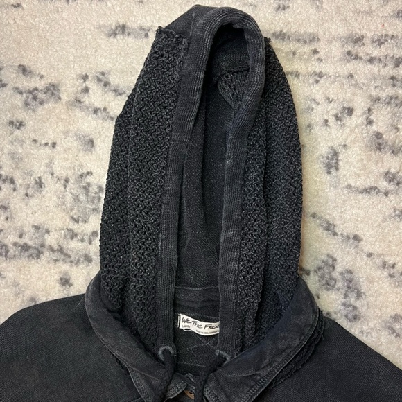 Free People We the Free Open Knit Hooded Buttoned Sweatshirt Jacket - Large - Picture 5 of 15